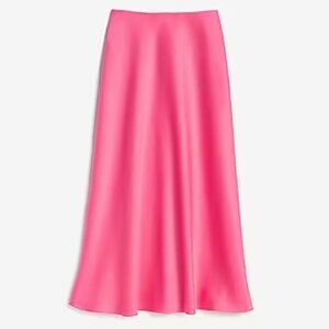 NWT Express x Rocky Barnes Hot Pink Satin Midi Skirt - Size Medium